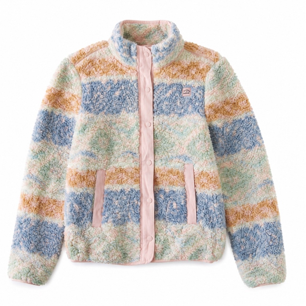 Billabong women’s switchback pullover fleece jacket blue haze camping casual NWT